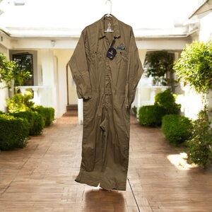 Lapco Flame Resistant Khaki Work Coveralls Pala Logo Moisture Management XL- Reg